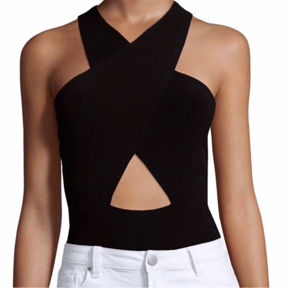 Alice+Olivia Alyssia Vintage Dead Stock Cross Front Open Back Bodysuit M NWT